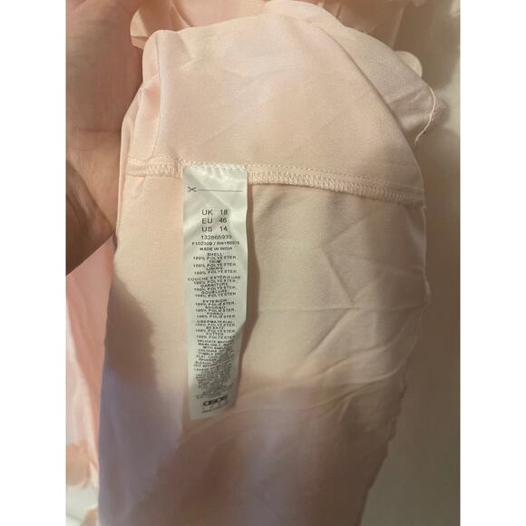 ASOS Luxe NWT 3D Tie Shoulder High Slit Pink Floral Maxi Formal Dress Size 14 - Picture 5 of 9